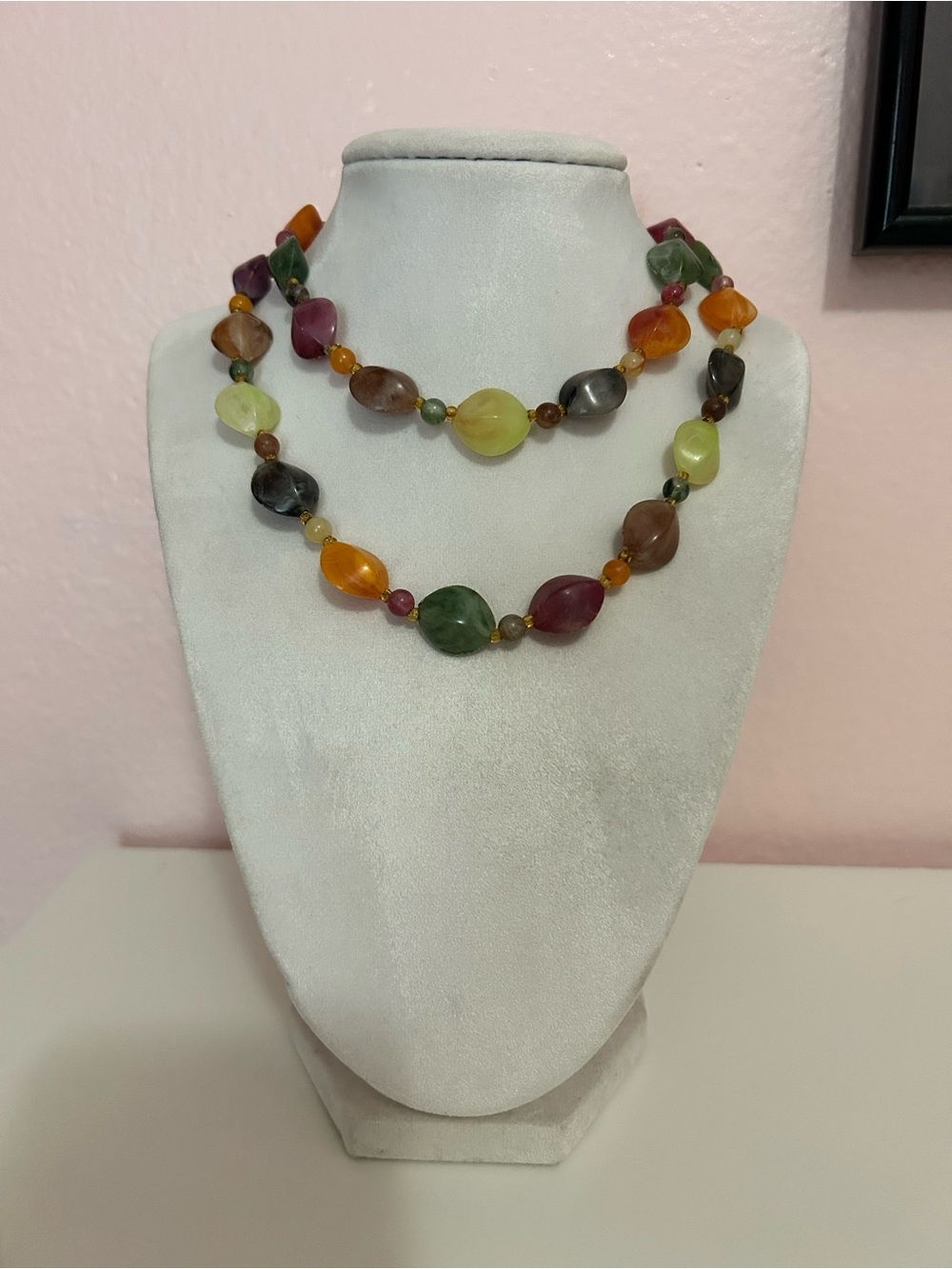 Vintage 1980’s Lucite Beaded Multicolor Necklace